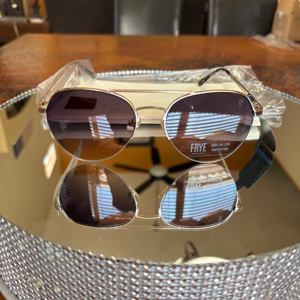BNWT Frye Purple Lens & Gold Aviator Sunglasses